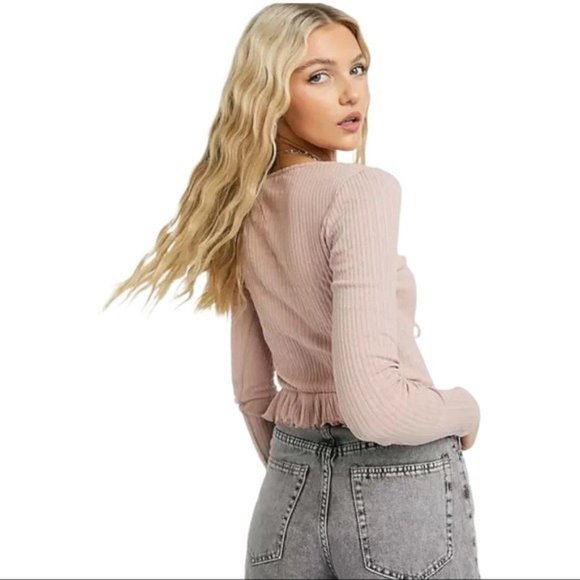 TOPSHOP Lace up Front Cardigan in Dusty Pink - Size 10 NWT - Picture 4 of 5